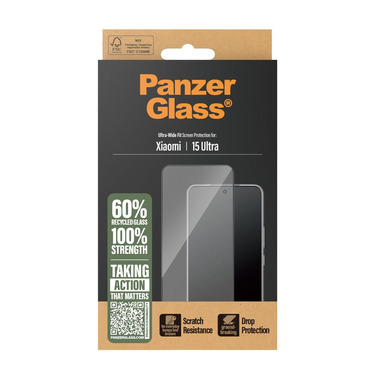 PanzerGlass® Screen Protector w. Black Frame Xiaomi 15 Ultra | Ultra-Wide Fit